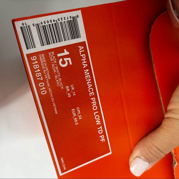 NWT MENS NIKE Alpha Menace Pro Low TD Black & White Football Cleats Size 15 - Picture 12 of 12